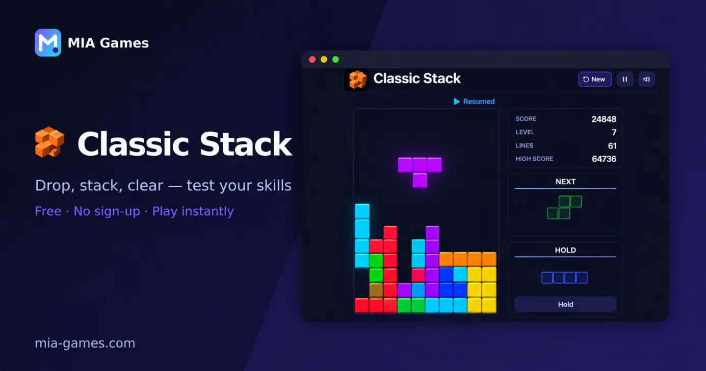 Screenshot of Classic-Stack being played on MIA Games