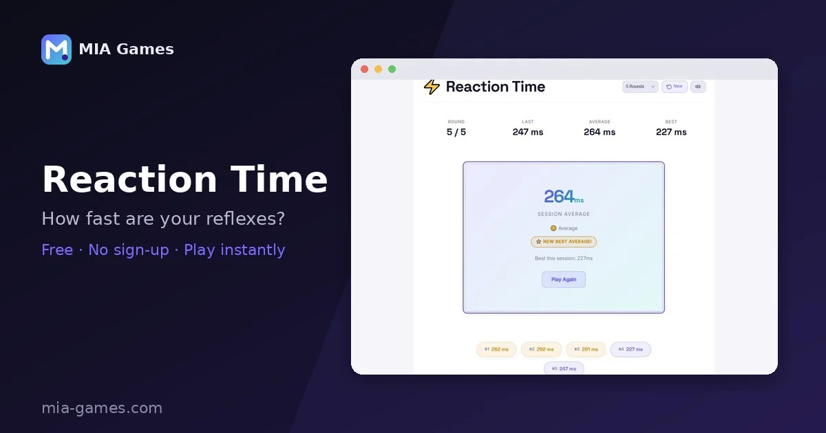 Screenshot of Reaction Time being played on MIA Games