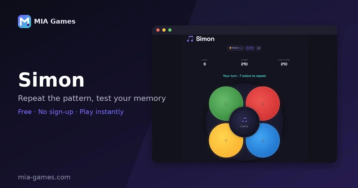 Screenshot of Simon being played on MIA Games