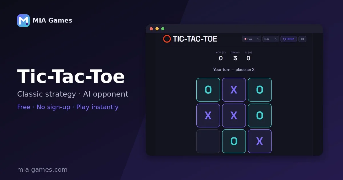 Screenshot of Tic-Tac-Toe being played on MIA Games